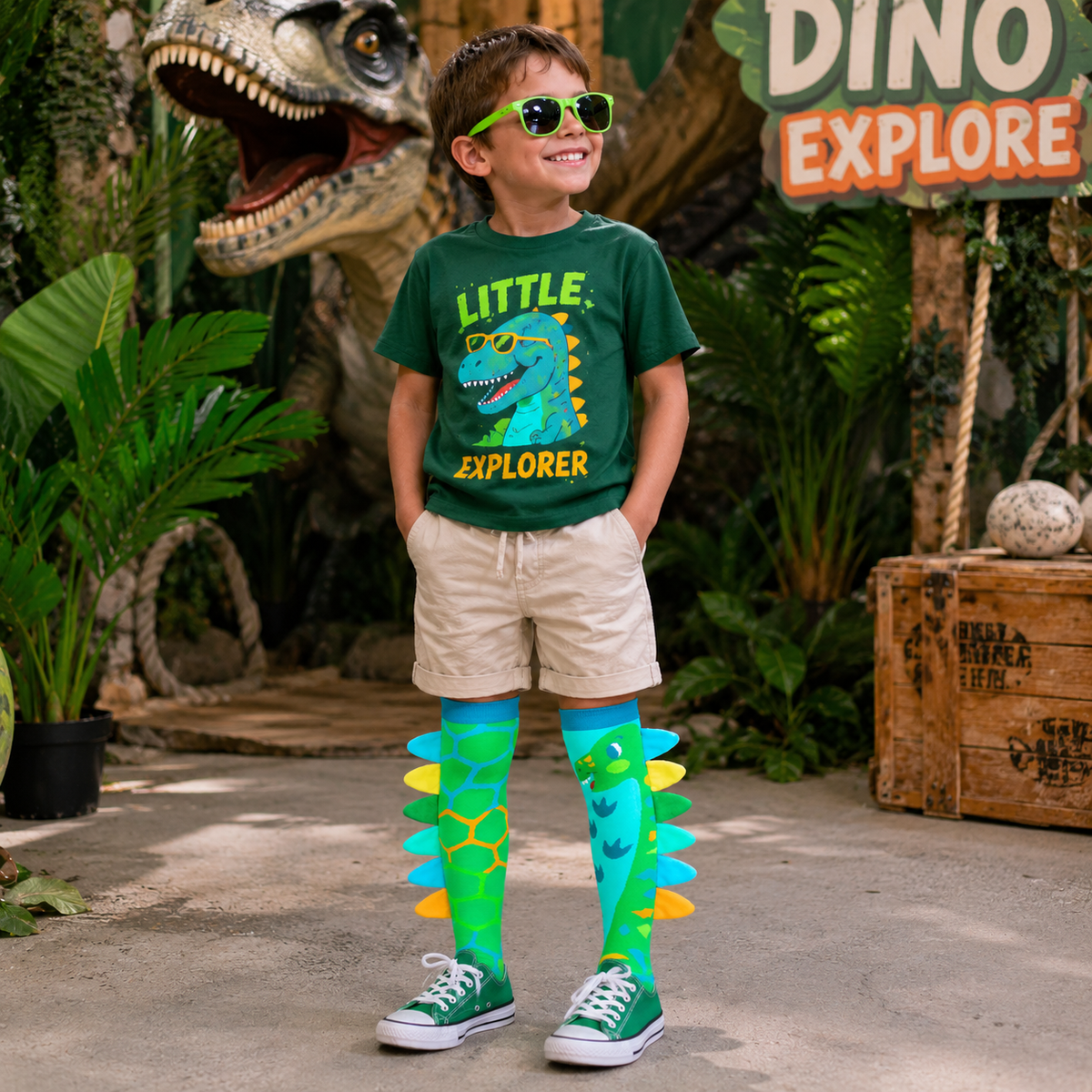 GREEN DINOSAUR SOCKS