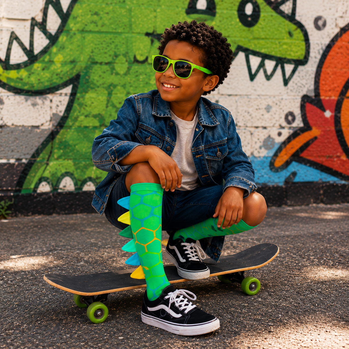 GREEN DINOSAUR SOCKS