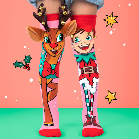 REINDEER AND ELF SOCKS