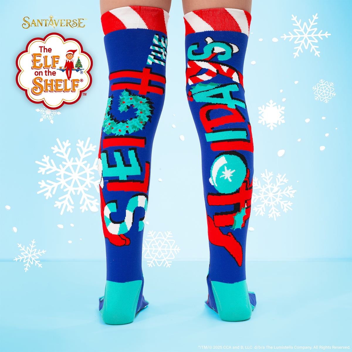Elf on the Shelf Christmas character socks by MADMIA with colorful holiday design and playful elf graphics.
