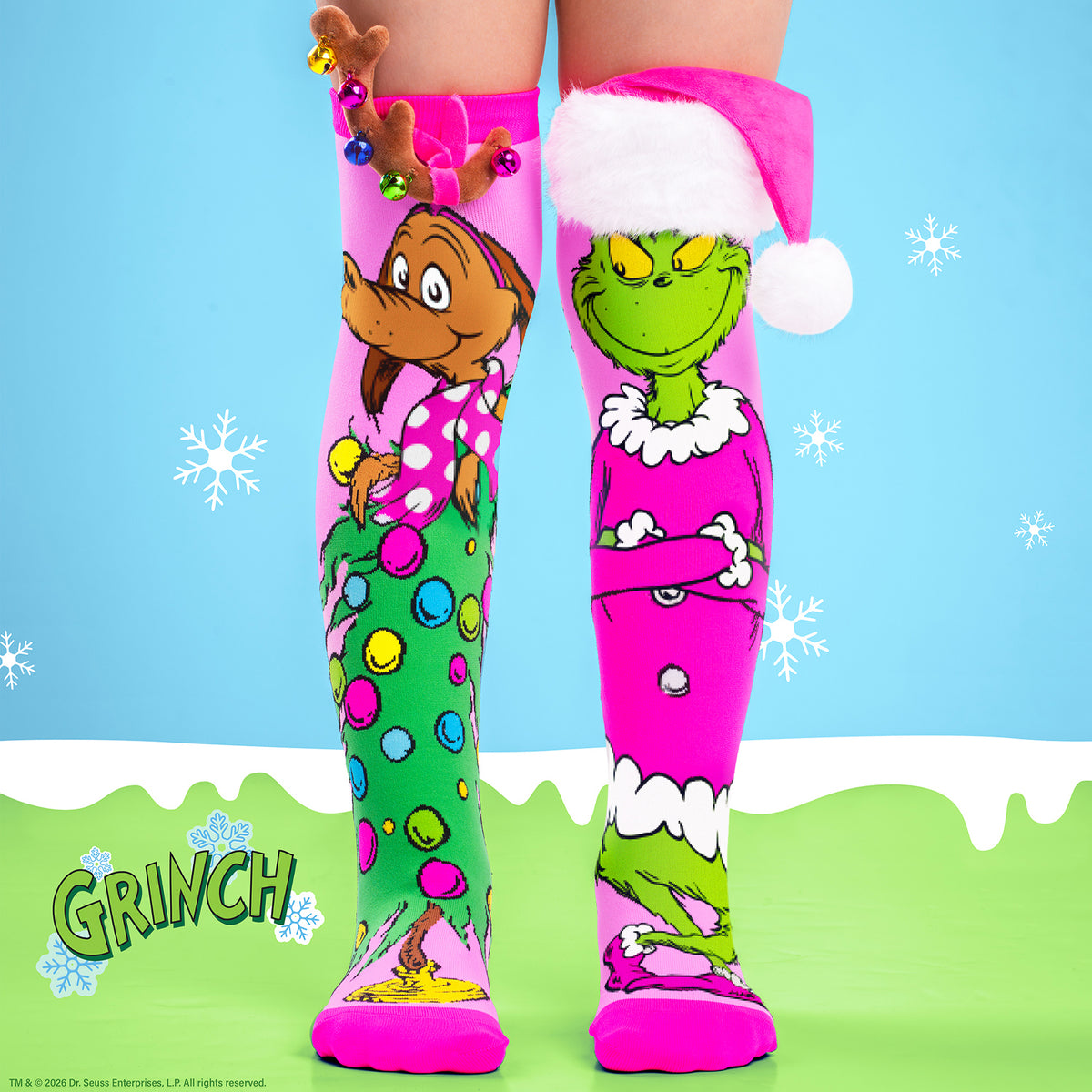 PRETTY IN GRINCH SOCKS